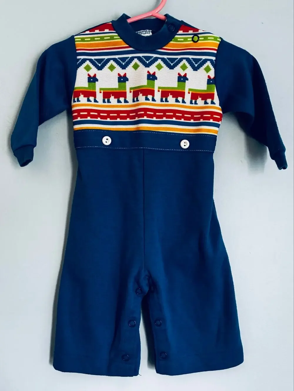 Vintage Carter’s Baby 6 Months Llama Southwest Print One Piece Retro 70s 80s